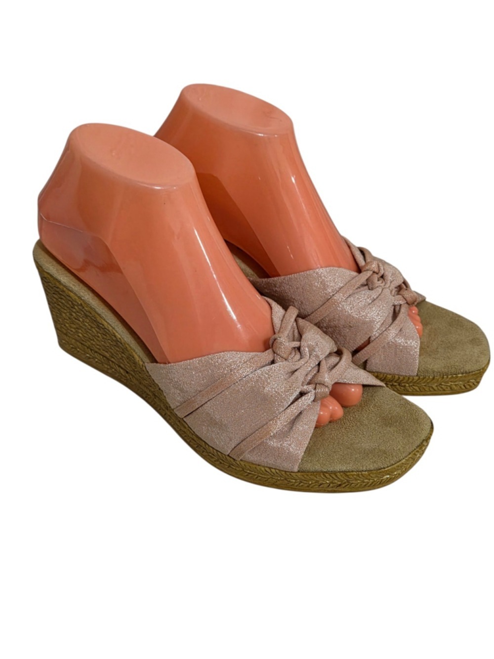 Women's Tuscany by Easy Street Wedge Sandals Size 9.5 Pink Beige